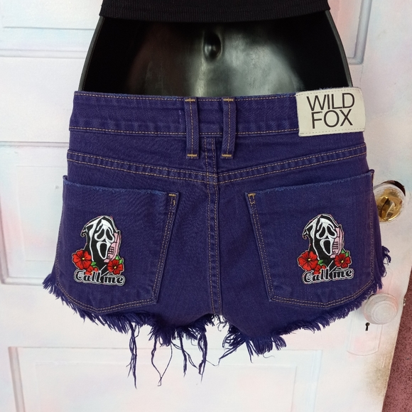 Custom RAGE Scream Ghostface wildfox super dope purple daisy Duke cutoffs! - Picture 4 of 14